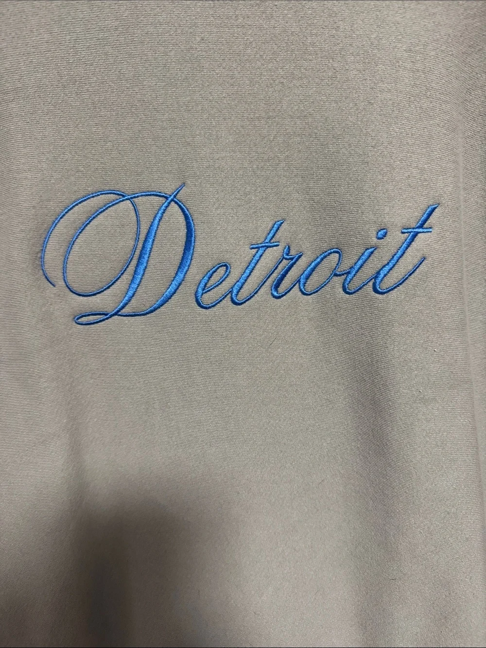Grey 'Detroit' Embroidered Crewneck Sweatshirt with Blue Script - Picture 2 of 9